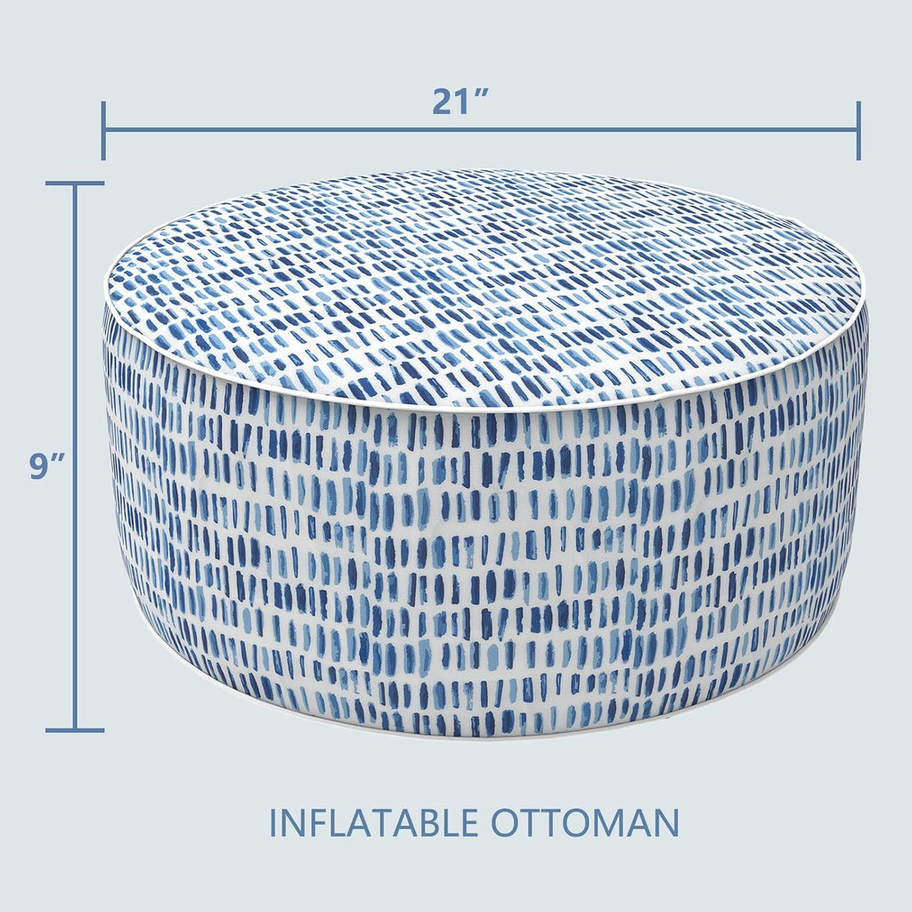 Blue Pebble Round Portable Water Repellent Ottoman