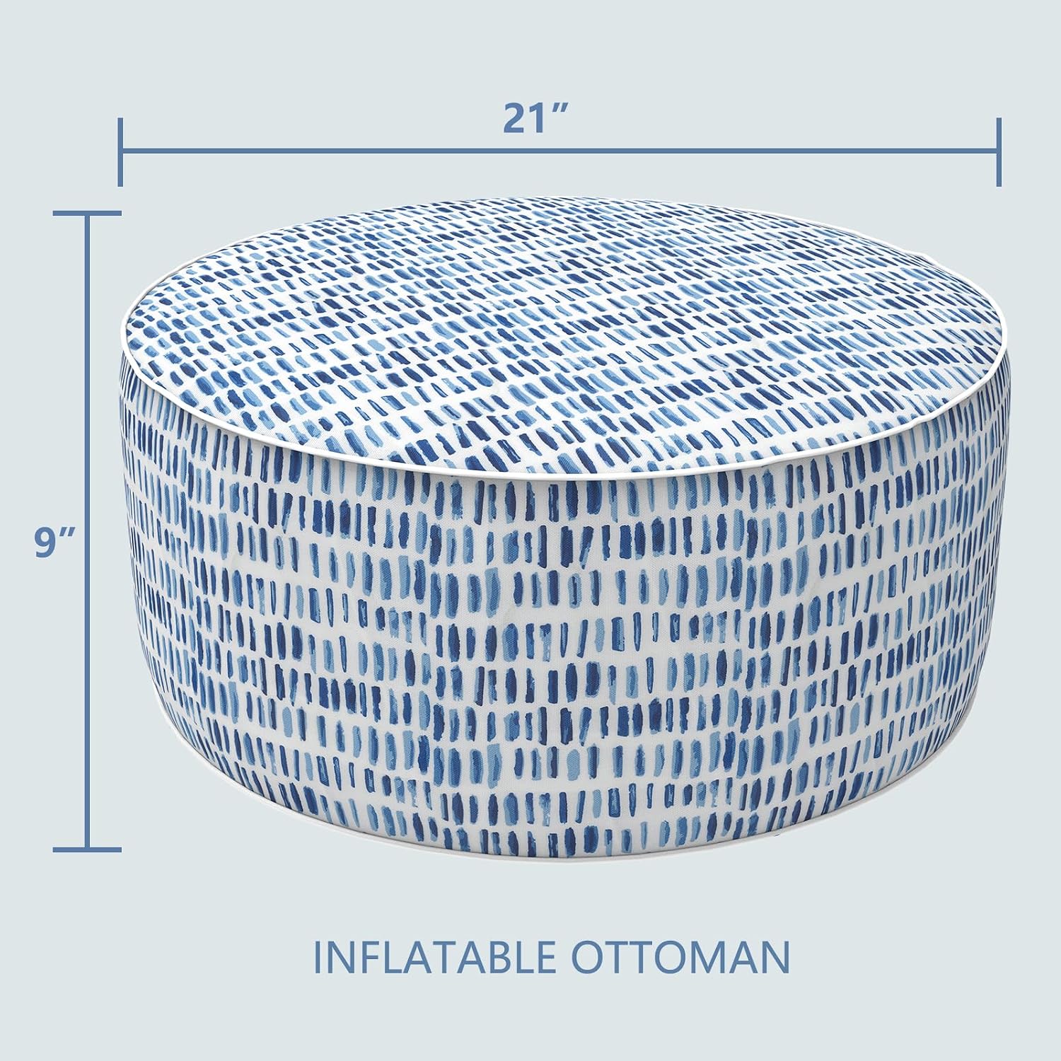 Blue Pebble Round Portable Water Repellent Ottoman