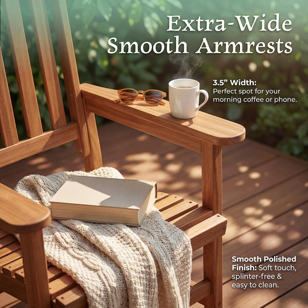 Natural Acacia Wood Outdoor Rocking Chairs