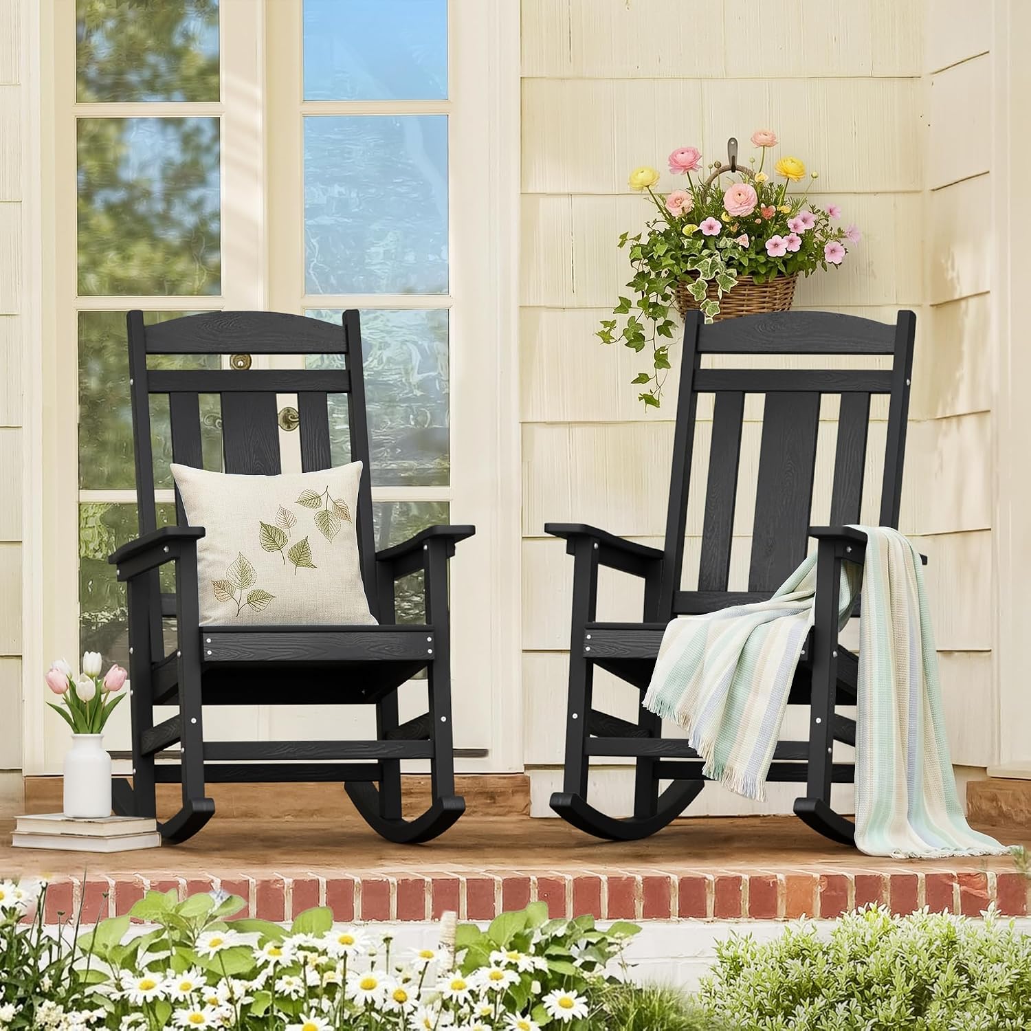 Black Poly Oversized High Back Rocking Chairs