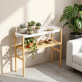 Two Tier Bamboo Steel Top Indoor Plant Shelf