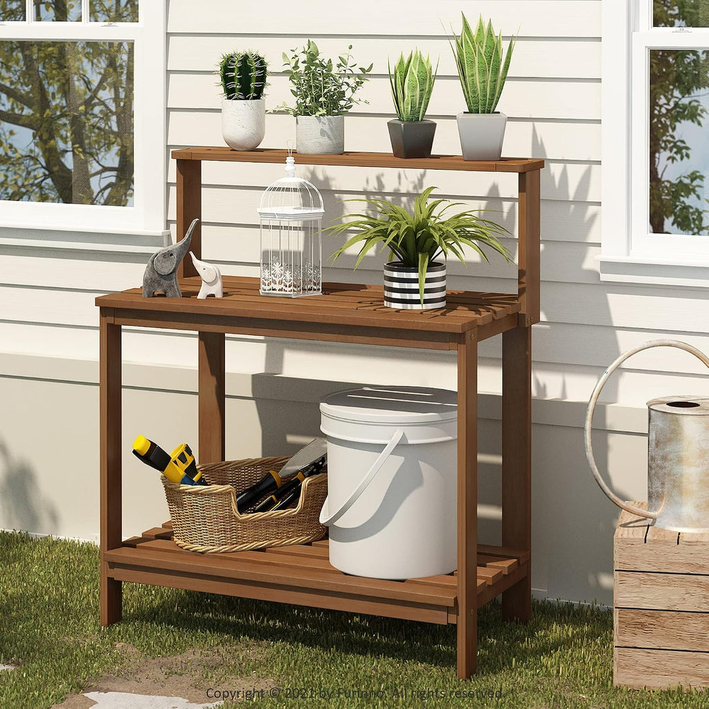 Natural Hardwood Outdoor Potting Work Bench