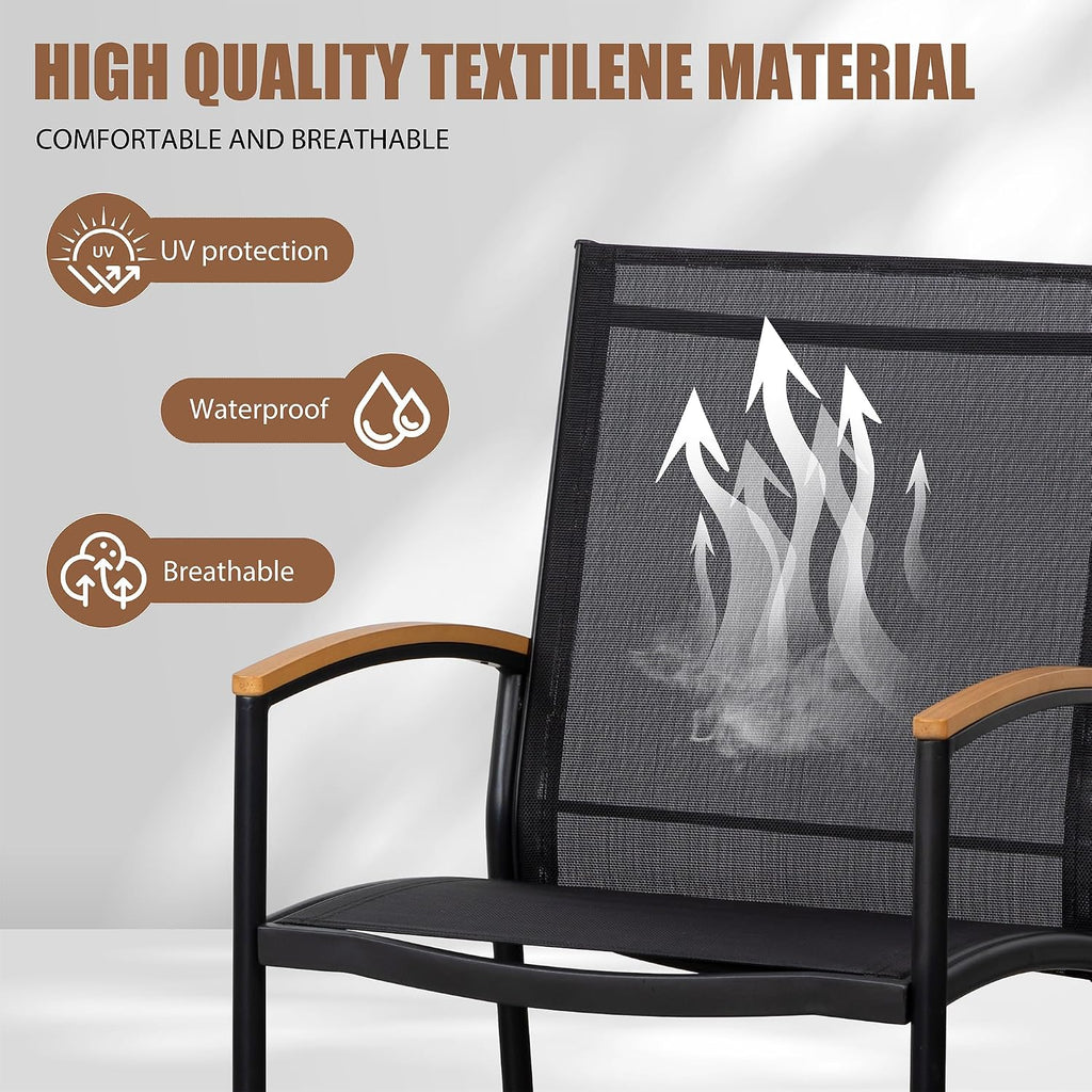 Black Textilene Outdoor Rocking Bistro Set