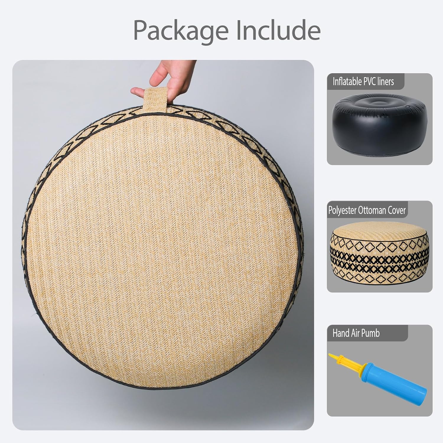 Round Inflatable Handheld Outdoor Ottoman Stool