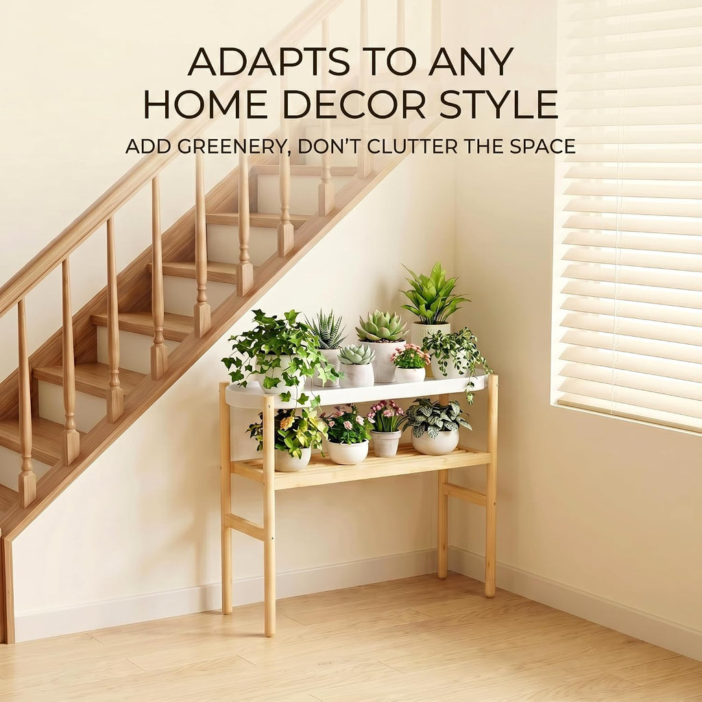 Two Tier Natural Bamboo Indoor Plant Stand
