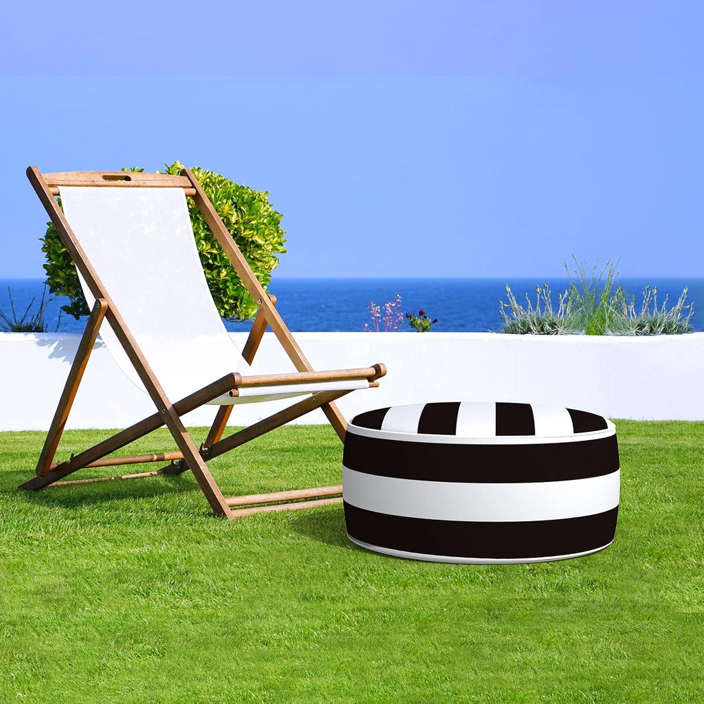 Cabana Black Fade Resistant Round Portable Ottoman