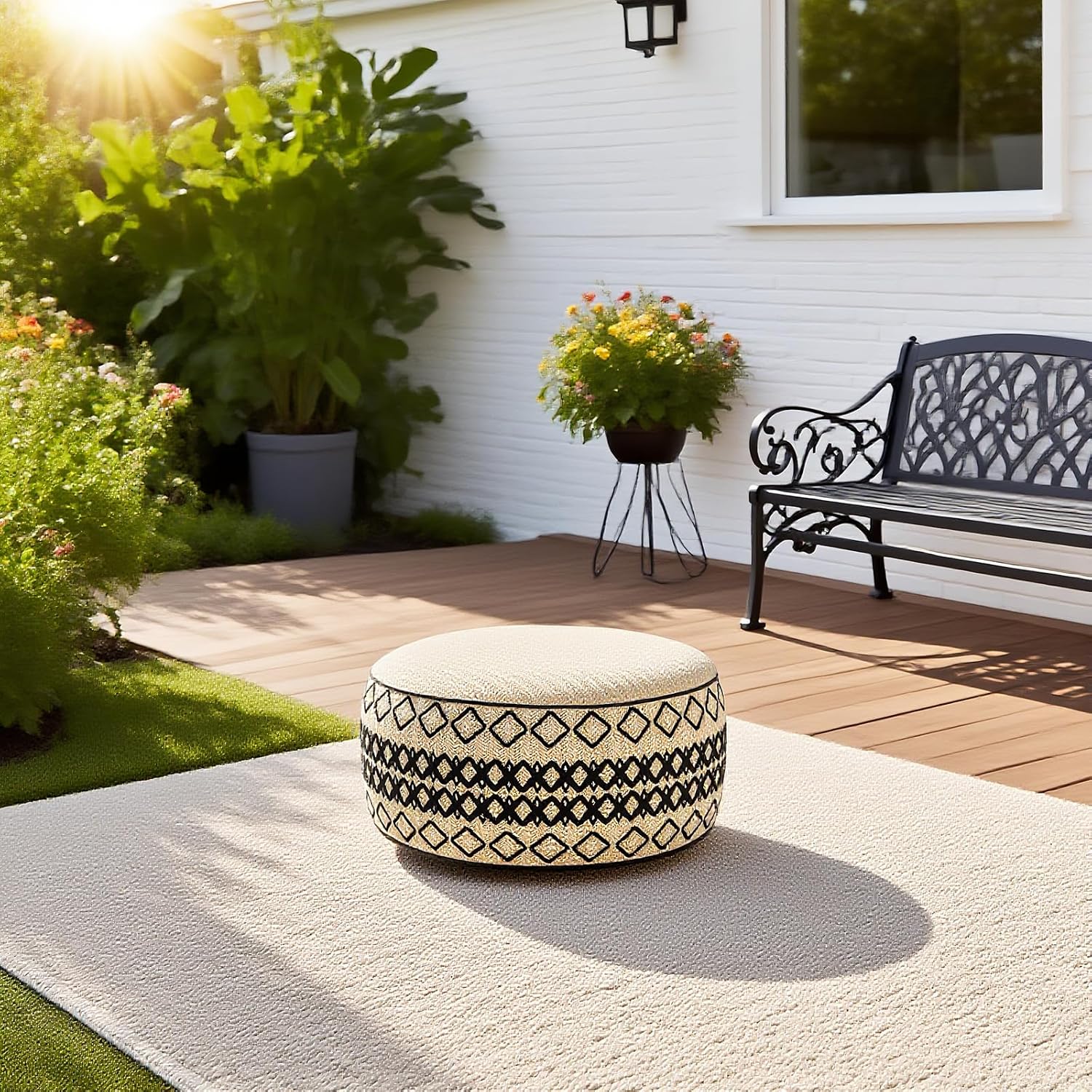 Round Inflatable Handheld Outdoor Ottoman Stool