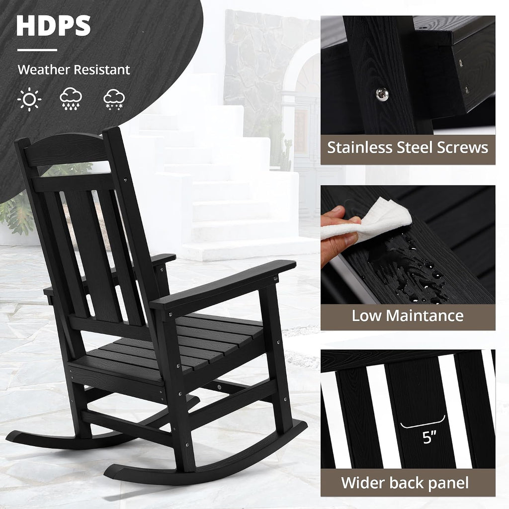 Black Poly Oversized High Back Rocking Chairs