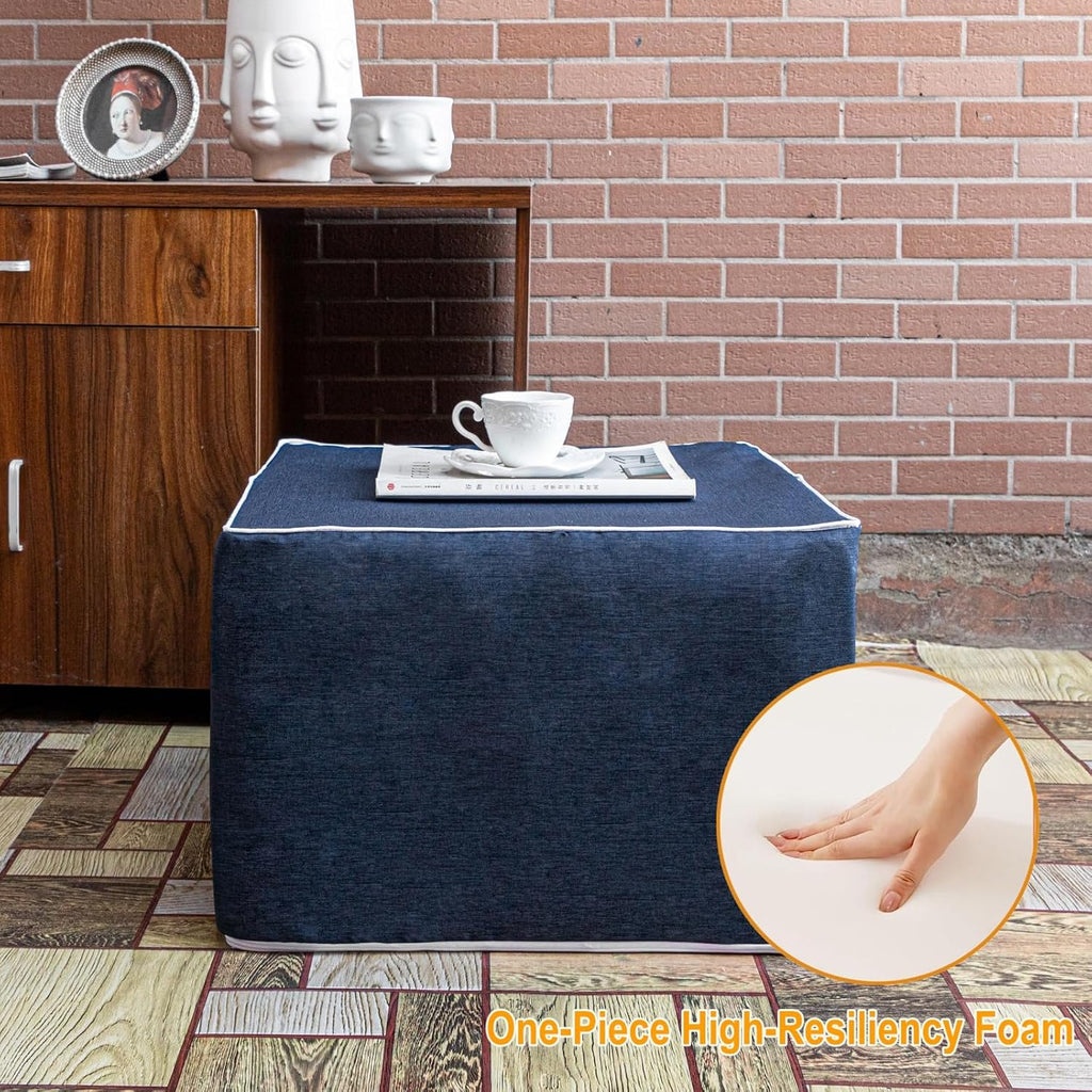 Navy Square Lightweight Patio Outdoor Ottoman