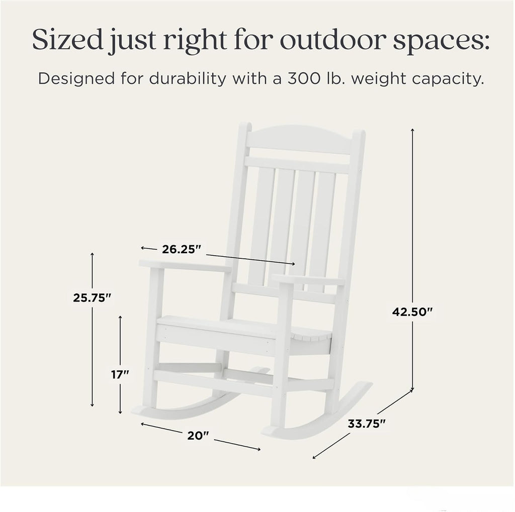 White Presidential Outdoor Rocking Patio Chair