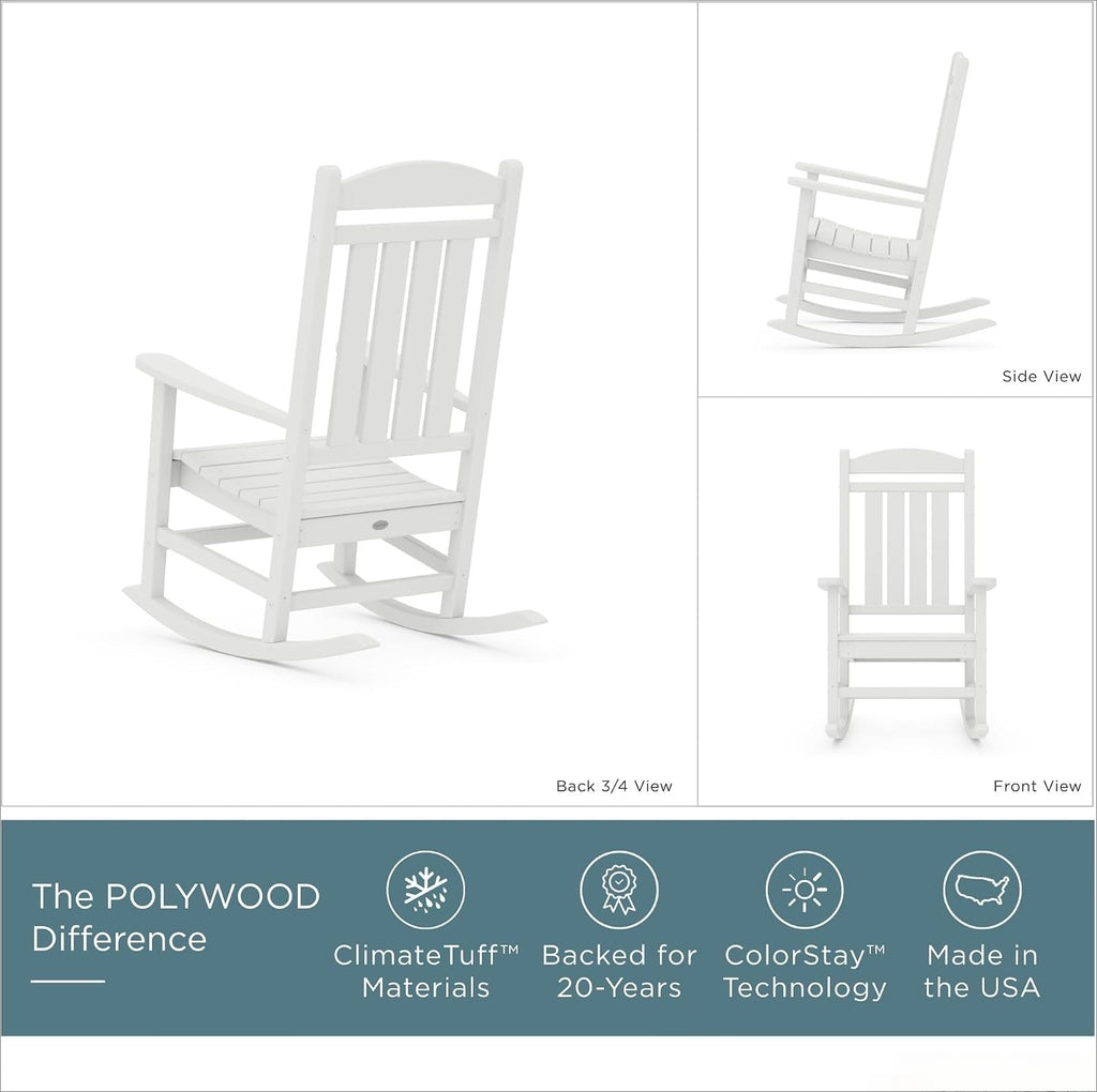 White Presidential Outdoor Rocking Patio Chair