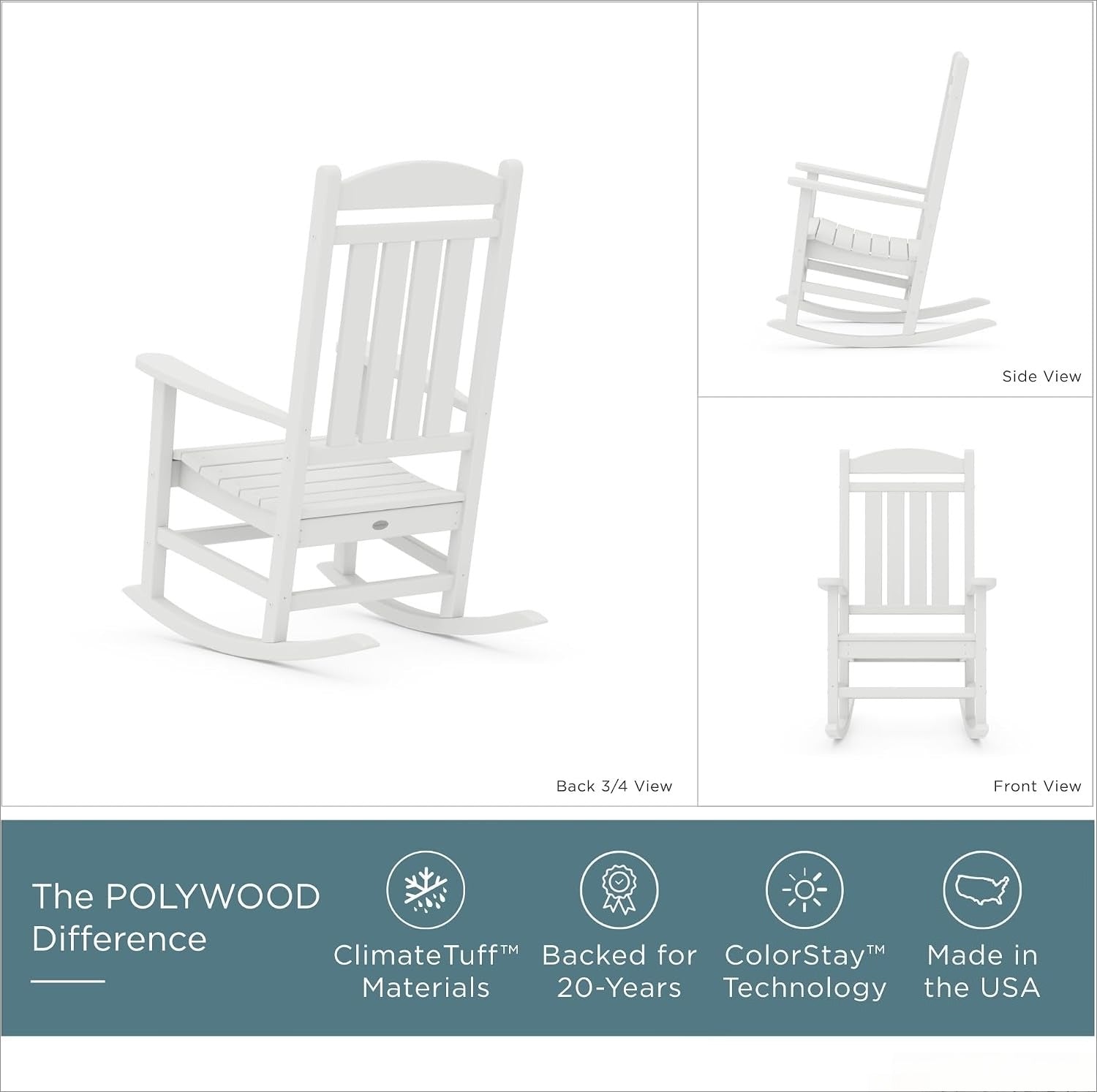 White Presidential Outdoor Rocking Patio Chair