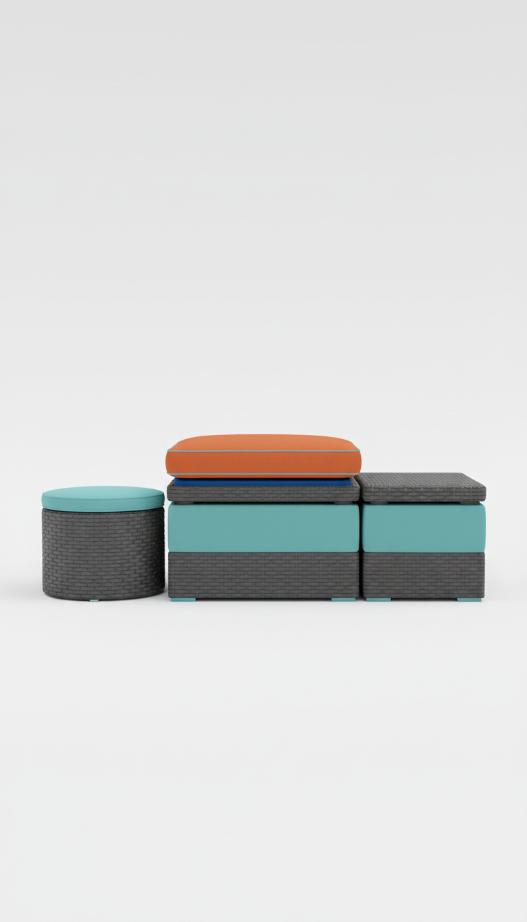 Weather-Resistant Poolside Ottoman, Charcoal