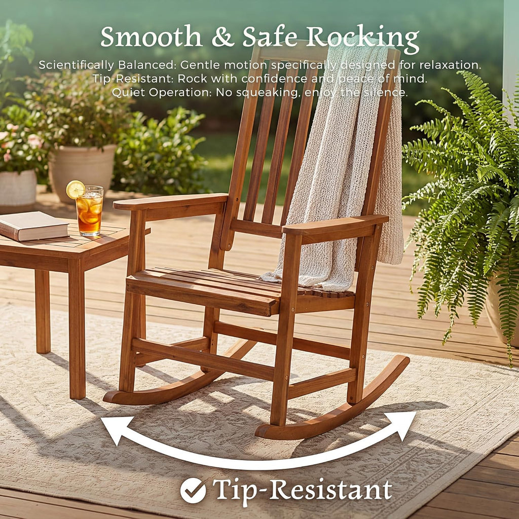 Natural Acacia Wood Outdoor Rocking Chairs