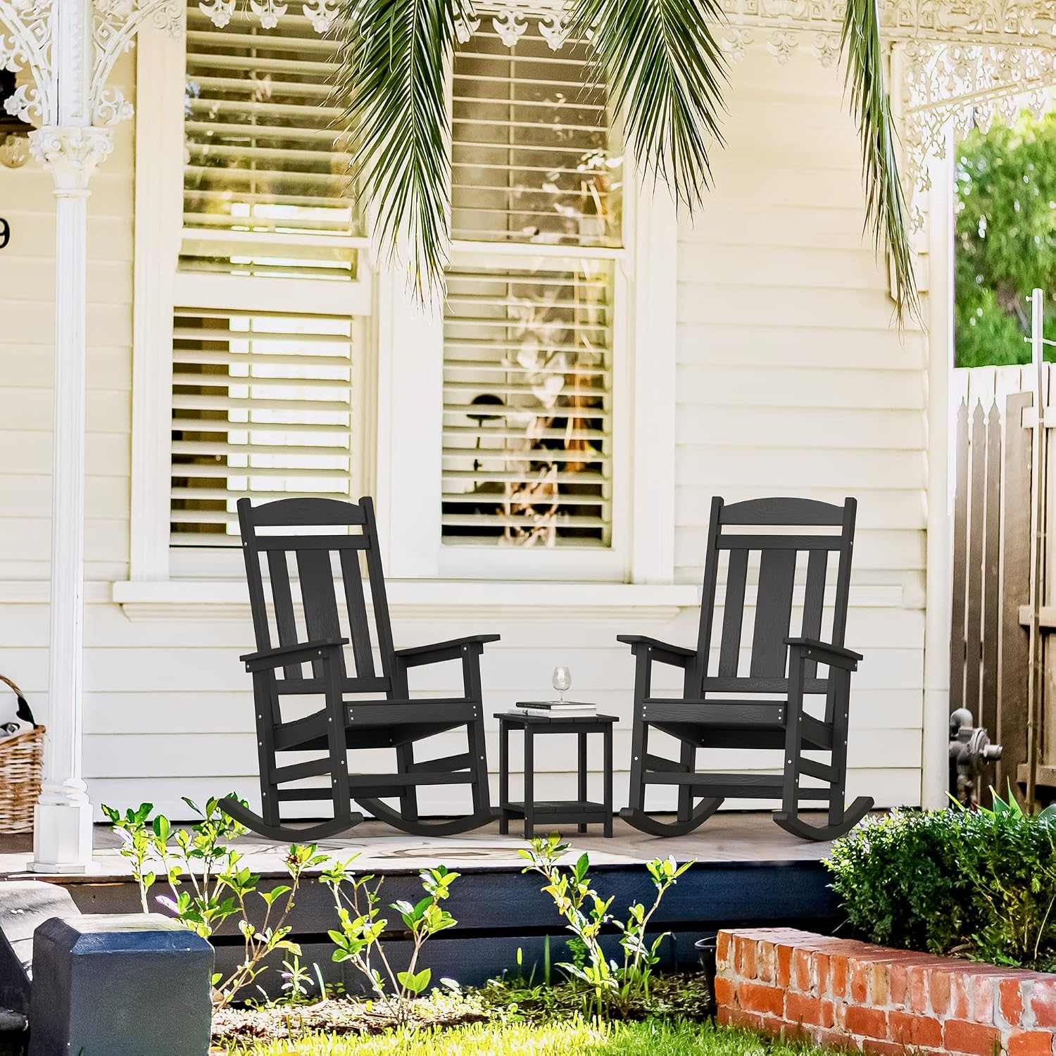 Black Poly Oversized High Back Rocking Chairs